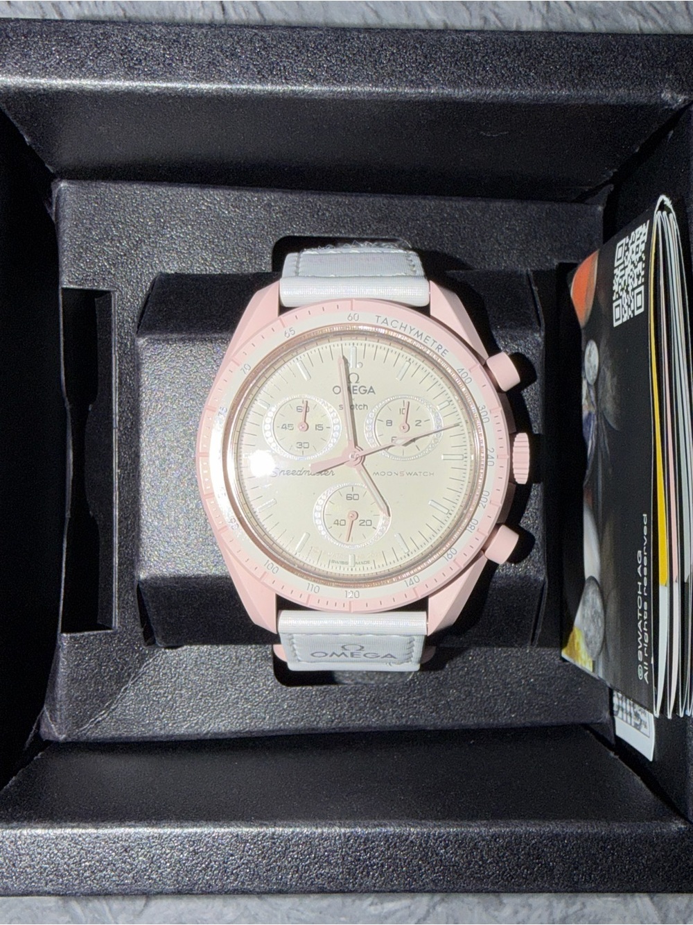 Omega Mission to Venus in Light Pink and Black